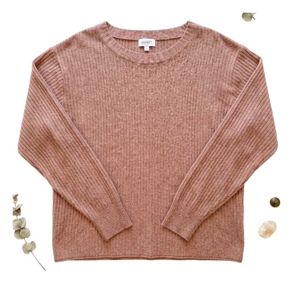 Market & Spruce Women 3X Terracotta Ribbed Knit Crewneck Pullover Sweater Marl